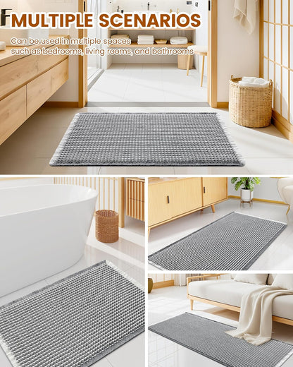 Smiry Waffle Bath Mat 30x20, Extra Soft Absorbent Bathroom Rugs, Non Slip Machine Washable Quick Dry Bath Rugs for Bathroom Floor, Tub, Shower, Home Decor Accessories, Brown