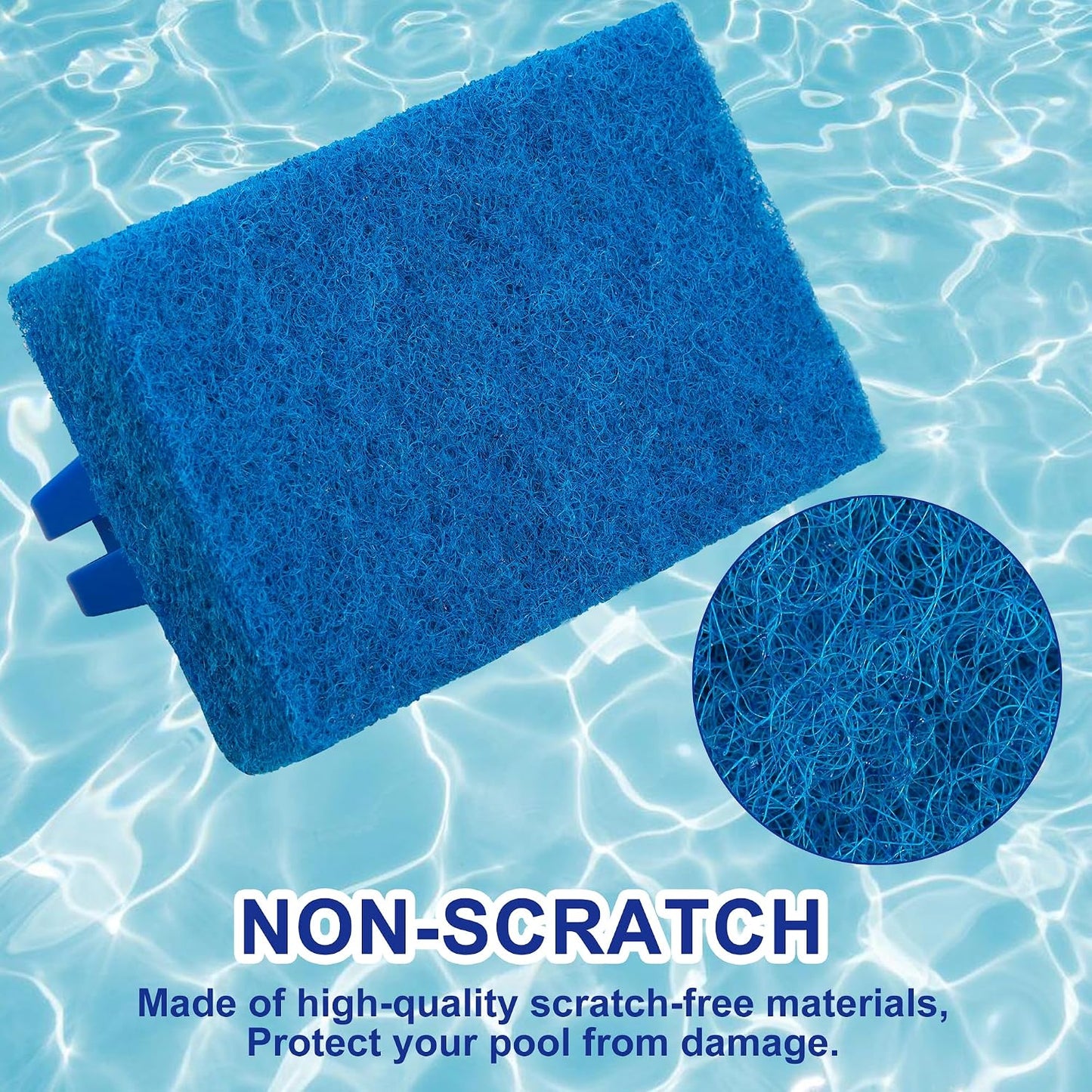 3 Pack Hand-Held Pool Scrub Brush Pool Cleaning Sponge Scrubber Brush Replaceable Scrubbing Scouring Sponge Pad for Swimming Pools Shower Tile Step Corner Liners Walls Sink Spas Tubs Kitchen Bathroom