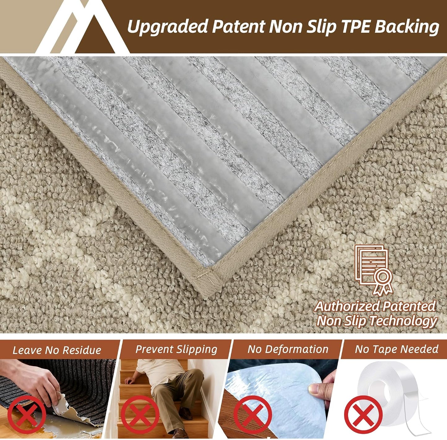 COSY HOMEER Carpet Stair Treads for Wooden Steps Non-Slip Indoor,4pcs, Navy | Peel and Stick,Reusable Adhesive,Residue Free,Washable,Pet Friendly,Soft Stair Runner for Kids,Elders,Multi-Surface Use