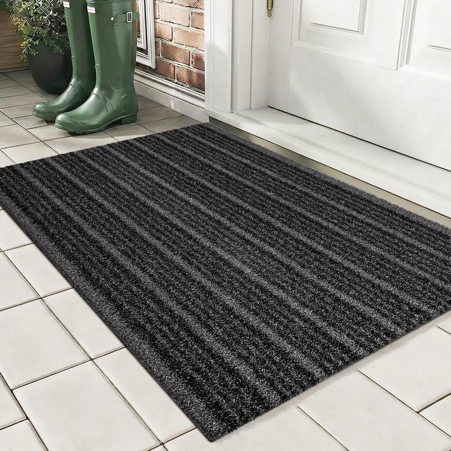 Outdoor Front Door Mat 32" x 48", Dirt Trapping Outside Entrance Rug, Non Slip Shoe Scraper, Heavy Duty Commercial Rug for Patio, Garage, Traffic Area, Office, Roll Packing