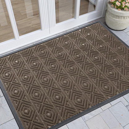 Yimobra Front Door Mat Outside Entrance 29.5x17, Waterproof Heavy Duty Outdoor Mats for Front Door, Non Slip Rubber Entry Mat for Garage Patio Indoor, Grey