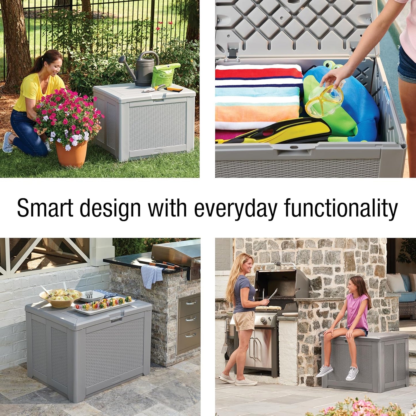 Rubbermaid Extra Large Resin Outdoor Storage Deck Box (134 Gal), Weather Resistant, Black, Deck Organization for Home/Backyard/Pool Chemicals/Toys/Garden Tools/Porch/Patio Cushions