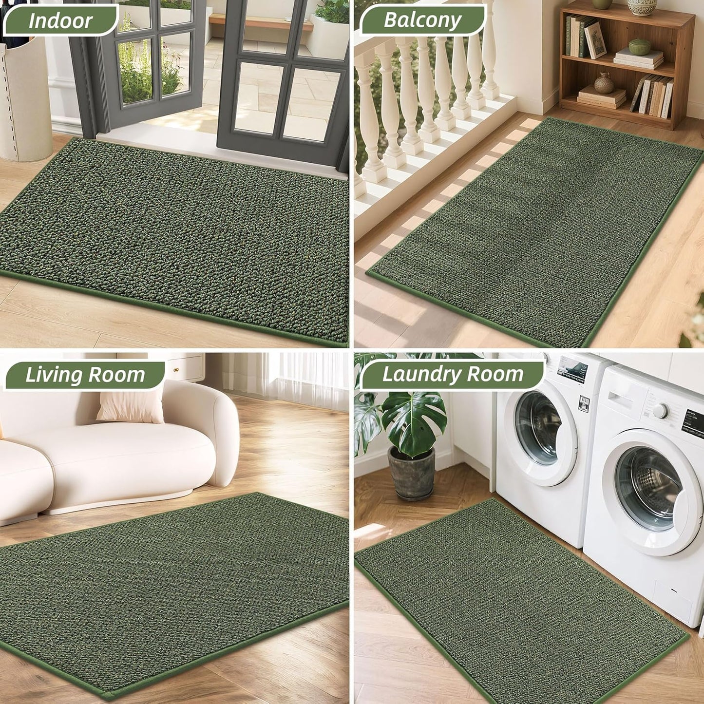 BEQHAUSE Dirt Trapper Door Mat 20" x 32", Non-Slip Washable Doormats Entrance Mat, Dirt Resistant and Absorbent Welcome Mat, Low Profile Floor Mats for Front Back Door and Entryway, Beige