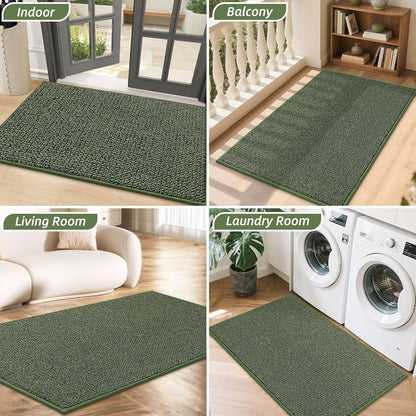 BEQHAUSE Dirt Trapper Door Mat 20" x 32", Non-Slip Washable Doormats Entrance Mat, Dirt Resistant and Absorbent Welcome Mat, Low Profile Floor Mats for Front Back Door and Entryway, Beige