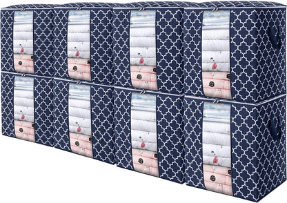 WISELIFE Storage Bags 3 Pack/100L Large Blanket Clothes Organization and Storage Containers for Comforters,Bedding, Foldable Organizer with Reinforced Handle, Clear Window, Sturdy Zippers,Gray