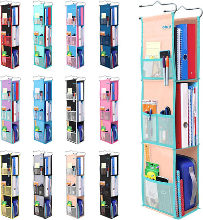 ABRA® 3 Shelf Hanging Locker Organizer for School, Gym, Work, Storage | Deep Shelves 6”x 9”| Eco-Friendly Fabric Healthy for Children | Adjustable School Locker Shelf 3 to 2 Shelves (Pink)