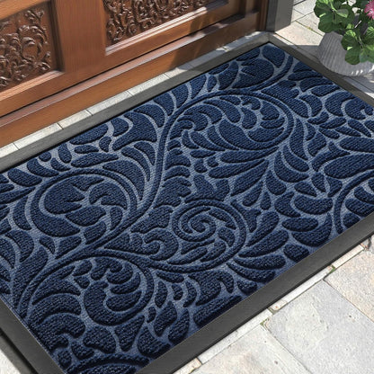 Yimobra Front Door Mat Outside Entrance, Waterproof Sturdy Retro Outdoor Mat, Heavy Duty Non-Slip Doormat for Garage Patio Entryway Indoor, Easy Clean, 29.5x17, Grey