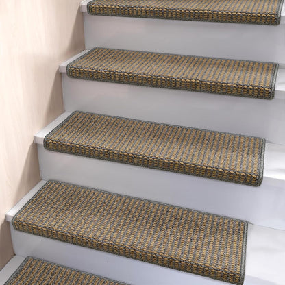 Brakki Bullnose Carpet Stair Treads, Non Slip Stair Treads for Wooden Steps Indoor, Stair Runner, Soft Stair Rugs, Edging Stair Protectors, Washable, 29.5"x9.5"x1.5" 14pcs, Beige