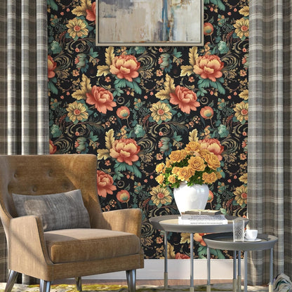 BOKEBEVE Watercolour Floral Peel and Stick Wallpaper Boho Vibrant Contact Paper Renter Friendly Wall Paper for Countertop Cabinet Wall Shelf Liner Removable Blue Colorful 17.5 x 118In
