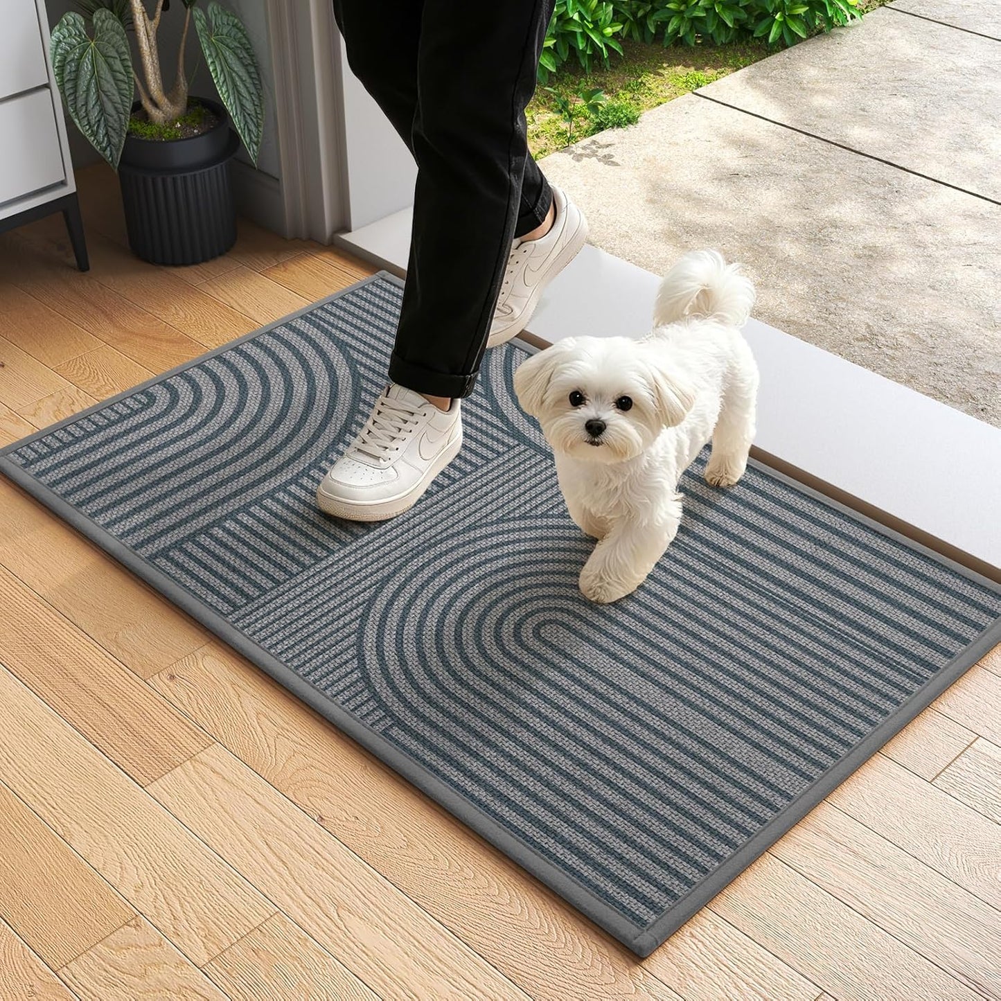 Front Door Mat 17''x30'', Absorbent Dirt Resist Washable Non Slip Low-Profile Indoor Doormat, Easy Clean Welcome Entryway Door Mats, Brown