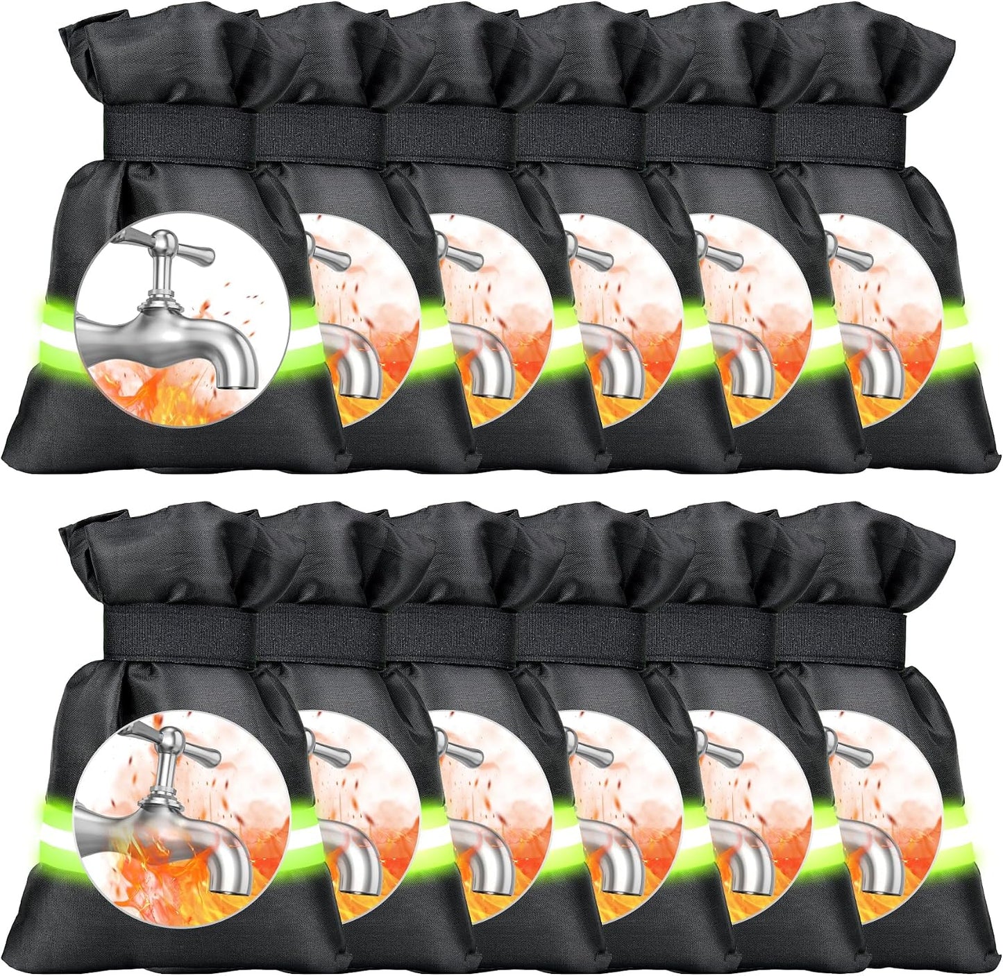 MENOLY 12 Pack Outdoor Faucet Covers for Winter, Upgraded Thicken 8.7"X5.5", Outside Thicker Insulated Faucet Cover Socks for Winter Freeze Protection, Reusable Waterproof Insulated Spigot Cover
