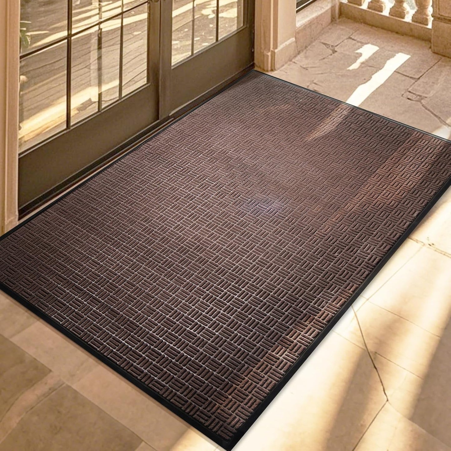 Mibao Front Door Mat, Heavy Duty Durable Welcome Mat for Outdoor Indoor, Dirt Trapper Waterproof Super Absorbent Door Mat for Entryway Outside Patio Porch, 29.5" x 17", Grey