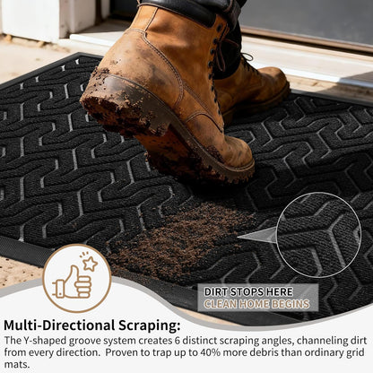 Yimobra Front Door Mat Outside Entrance 29.5x17, Waterproof Heavy Duty Outdoor Mats for Front Door, Non Slip Rubber Entry Mat for Garage Patio Indoor, Grey