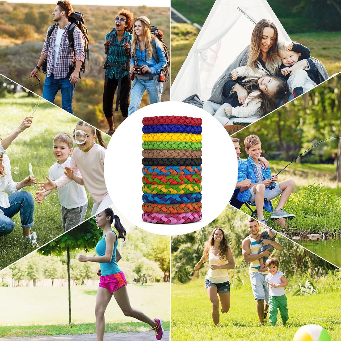 BuggyBands 24 Pack Mosquito Repellent Bracelets for Adults & Kids, DEET-Free, Individually Wrapped, Adjustable PU Leather Bug Repellent Wrist Bands