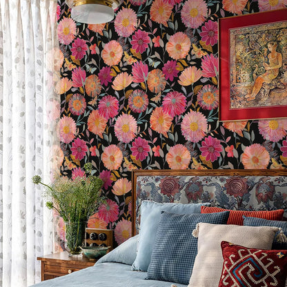 Simon&Siff Floral Wallpaper Peel and Stick Boho Contact Paper Removable Self Adhesive Waterproof Wall Paper for Cabinets Bedroom Decorative 17.3" x 120"