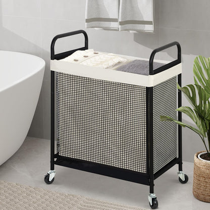 STO STO Laundry Hamper 3 Section, 120L Rolling Laundry Sorter Cart with Removable and Washable Liner Bag, Clothes Hamper with Wheels and Metal Handle for Laundry Room and Bedroom