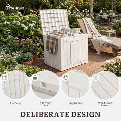 YITAHOME 134 Gallon Large Deck Box | Waterproof Resin Outdoor Storage Box with Lock, Doubles as 2-Person Bench Seating for Patio Furniture Cushions,Garden Tools &