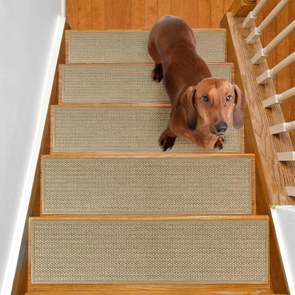 SMILOOL Stair Treads Non Slip for Wooden Steps Indoor 4 Pack 8" X 30" Carpet Stairs Runner for Wood Stairs, Stair Tread Rugs with Reusable Adhesive for Dogs Kids and Elders, Machine Washable, Brown
