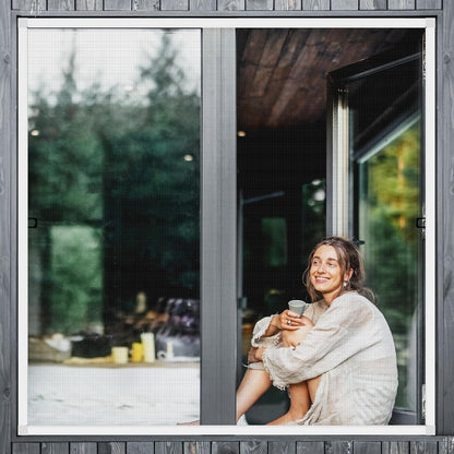 Augblinds 2 Sets Window Screen Frame Kit, 5/16 in x 3/5 in x 46 Inch, Makes Two Complete Screen 46" x 46" or Smaller, Includes Premium Screen Mesh, 8 Heavy Duty Corners & Durable Spline, White
