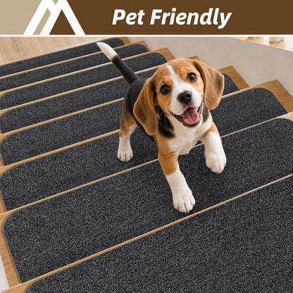 COSY HOMEER Stair Treads for Wooden Steps Non-Slip Carpet Mat,4pcs,Brown | Cut to Size,Peel and Stick,Washable,Residue Free,Self Adhesive,Stair Runner for Kid Elder Pet,28“x9”Carpet Stair Treads