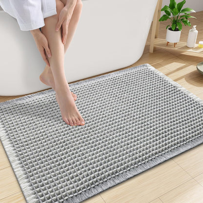 Smiry Waffle Bath Mat 30x20, Extra Soft Absorbent Bathroom Rugs, Non Slip Machine Washable Quick Dry Bath Rugs for Bathroom Floor, Tub, Shower, Home Decor Accessories, Brown