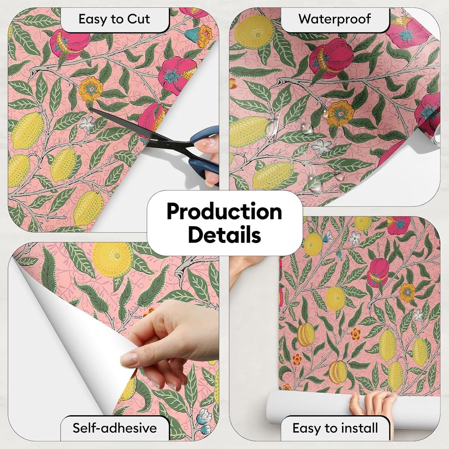 17"x118" Peel and Stick Wallpaper for Renter Friendly, Removable Wallpaper Peel and Stick, Self-Adhesive Textured Contact Paper for Walls, Cabinets, Countertops(Morning Song of Flowers)