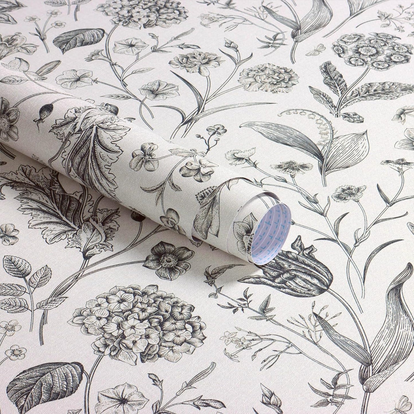 Black and Beige Peel and Stick Wallpaper Botanical Contact Paper 16.9inch x 118.1inch Floral Wall Paper Peel and Stick for Bathroom Bedroom Removable Self Adhesive Wallpaper Decor Vinyl
