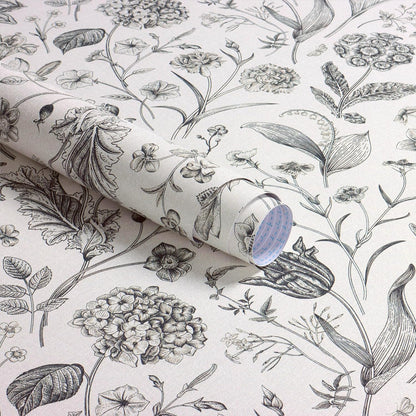 Black and Beige Peel and Stick Wallpaper Botanical Contact Paper 16.9inch x 118.1inch Floral Wall Paper Peel and Stick for Bathroom Bedroom Removable Self Adhesive Wallpaper Decor Vinyl