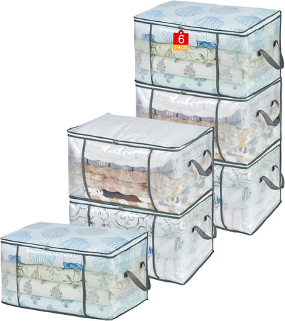 MKOKYD 80L Clear Large Storage Bag, Clothes Storage Containers for Organizing Closet, Bedroom, Underbed, Comforters, Clothing, Blankets, Pillow, Foldable Organizer with Sturdy Handle and Zippers (3)