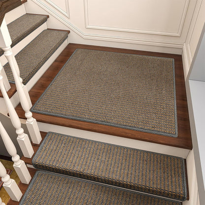 Brakki Bullnose Carpet Stair Treads, Non Slip Stair Treads for Wooden Steps Indoor, Stair Runner, Soft Stair Rugs, Edging Stair Protectors, Washable, 29.5"x9.5"x1.5" 14pcs, Beige