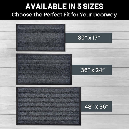 Sierra Concepts Front Door Mat Welcome Floor Mats - Entryway Indoor Outdoor Entrance Doormat, Patio, Porch, Muddy Shoe, Inside Outside Low Profile, 30x17 inches, 2-Pack Gray