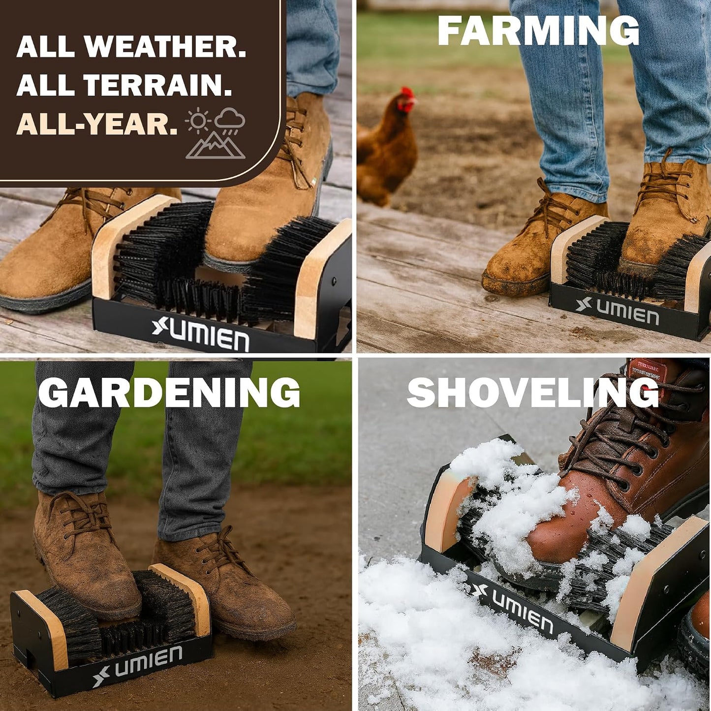 Umien™ Boot Scraper Outdoor Shoe Brush with Flaps - Cleaning Heavy-Duty Shoe Cleaner and Boot Scrubber for Mud, Dirt, and Snow - Durable Weather-Resistant Outdoor Shoe Cleaning Tool