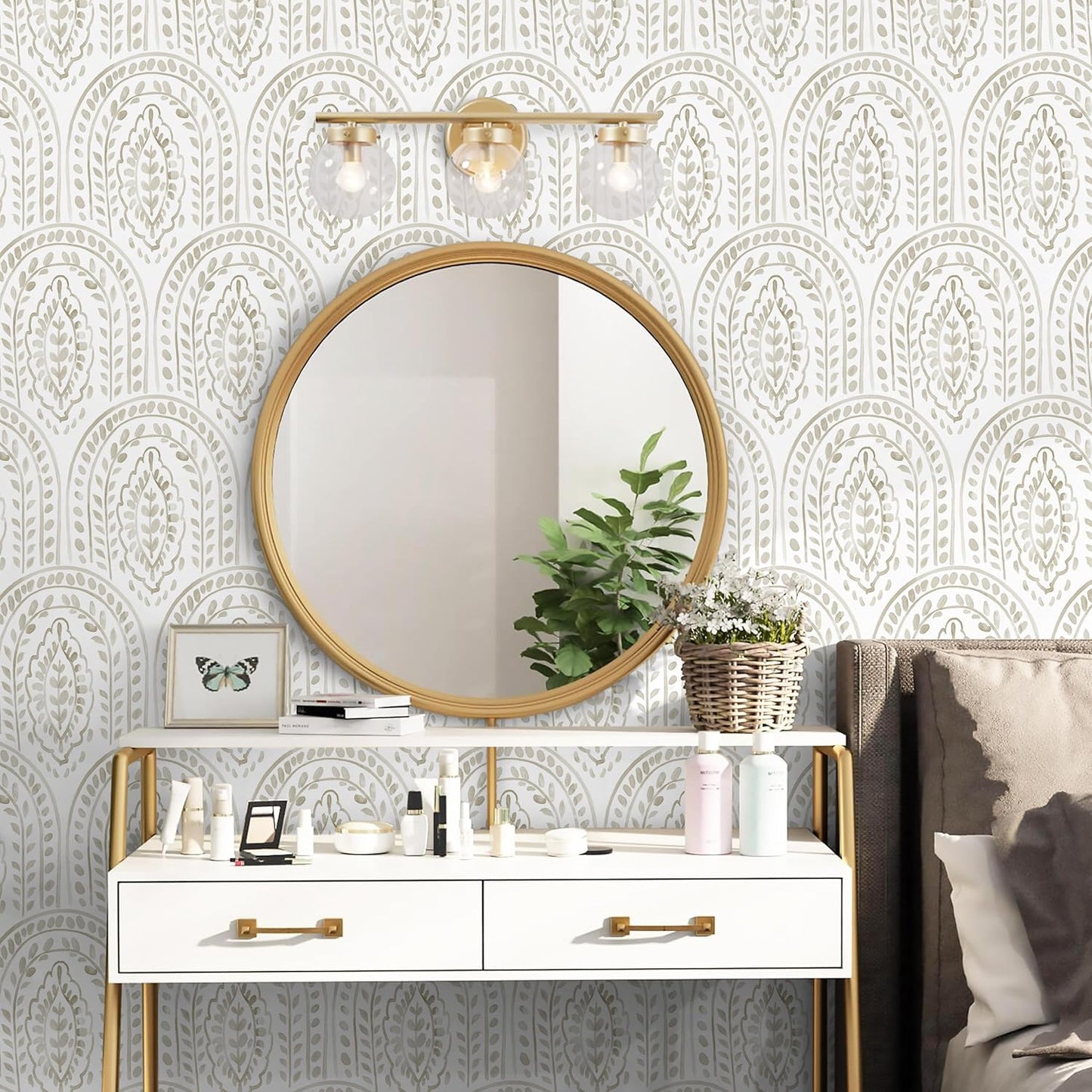 EeeComing Peel and Stick Wallpaper Boho Modern Wall Paper Peel and Stick Removable Contact Paper Self Adhesive Wallpapers for Bedroom and Bathroom Wallpaper Cabinet Shelf Liner Vinyl 118.1 "x17.3