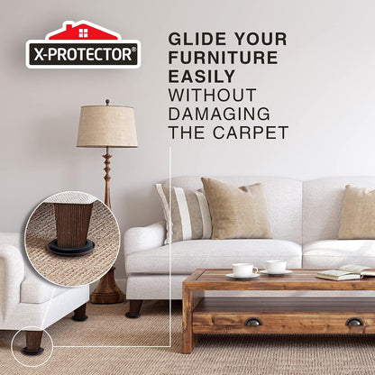 Chair Sliders X-PROTECTOR – Furniture Sliders 40 pcs Carpet Sliders 1” – The Best Furniture Moving Pads – Premium Chair Leg Floor Protectors – Slide Effortlessly with Chair Pads & Protect Your Floor!
