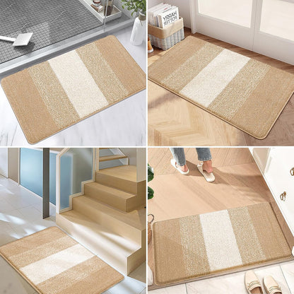 Kitinjoy Indoor Outdoor Door Mat, 32x20 Non-Slip Absorbent Dirt Trapper, Low-Profile Washable Inside Entrance Front Floor Mat, Sturdy Soft Entry Doormats for Entryway, Grey