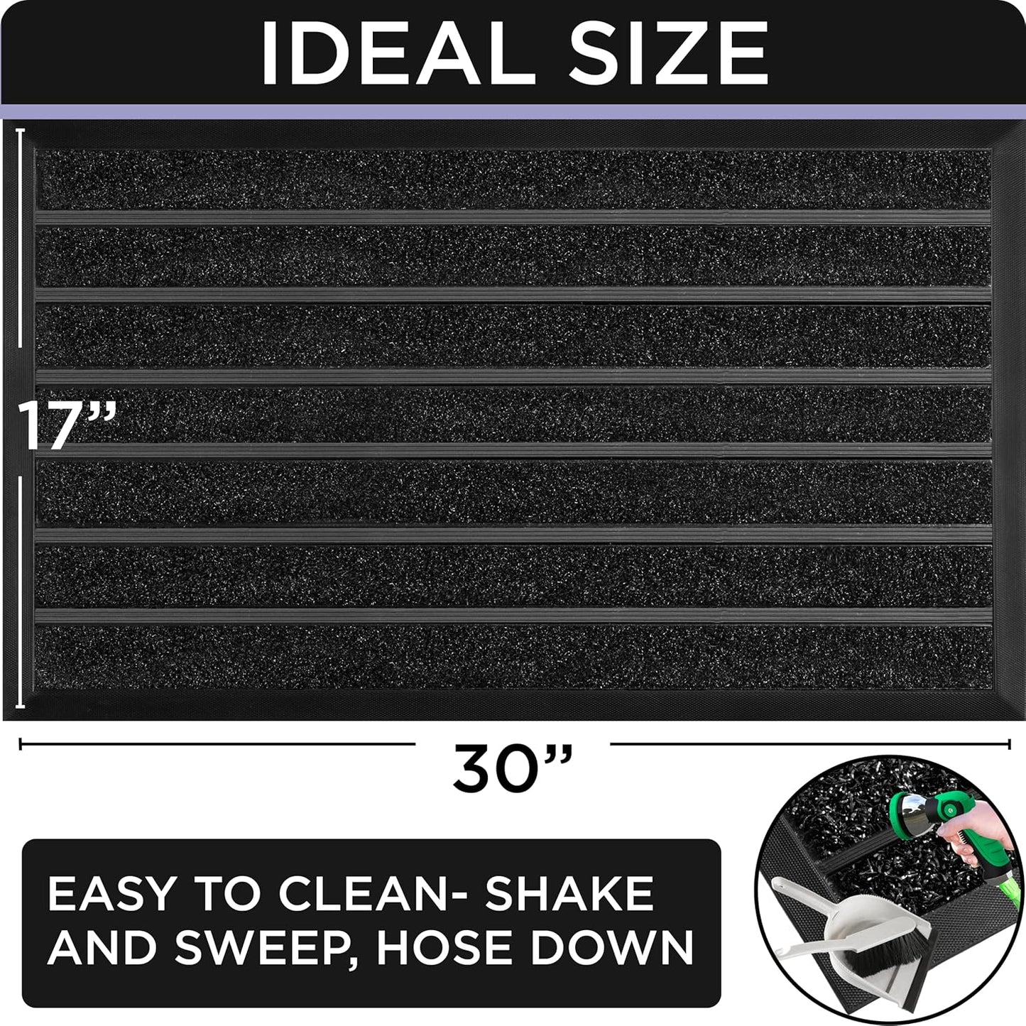 ubdyo Extra Durable Door Mat - Dirt Trapping Outdoor Welcome Mats - Non-Slip Outdoor Indoor Entrance - Low Profile Front Doormat (30" x 17", Bright Brown)