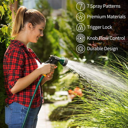 AUTOMAN Garden Hose Nozzle - 2 Pack, 100% Metal High Pressure Spray Nozzle, Labor-Saving Design, Heavy Duty for Garden Watering, Car Washing, Window Cleaning, Pets Bathing