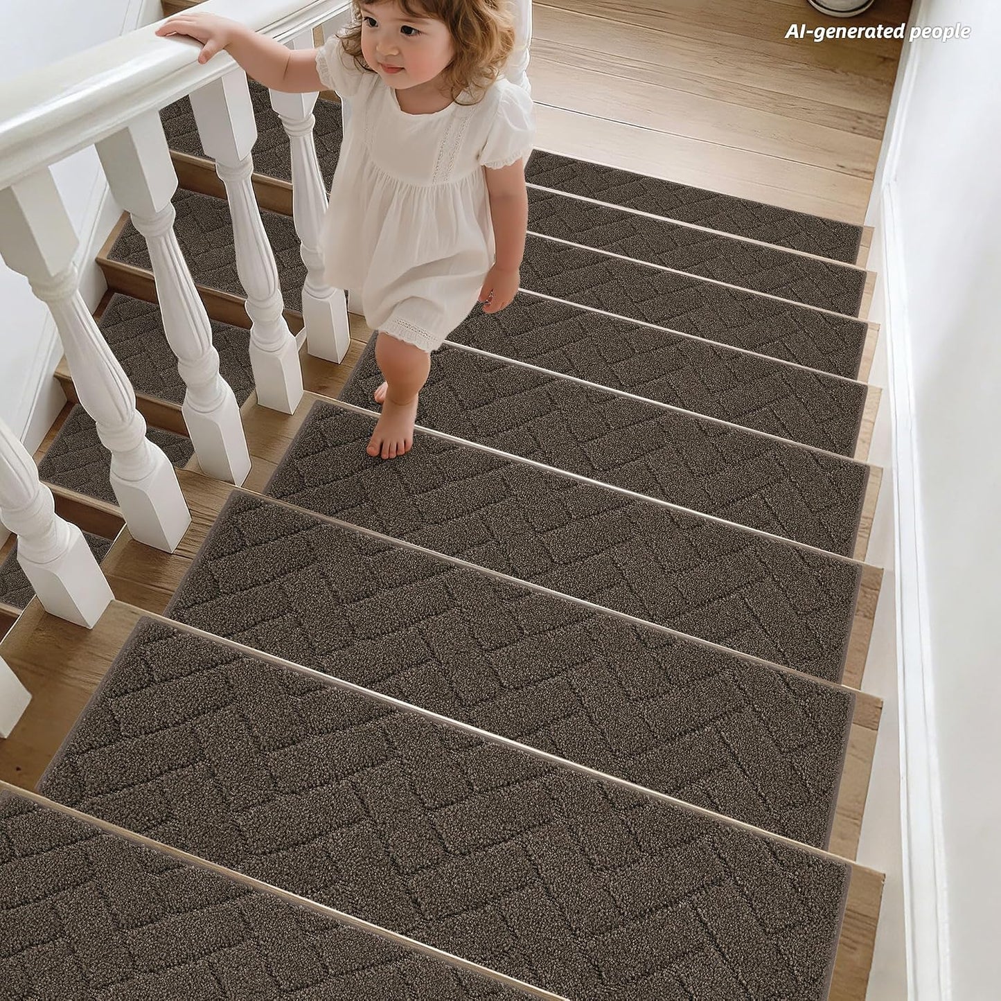 BEQHAUSE Stair Treads for Wooden Steps 28inX9in, Non Slip Carpet Stair Treads Indoor Stair Runners Machine Washable, Soft Stair Rugs Mat Surface Polyester TPE Backing, 4pcs, Charcoal