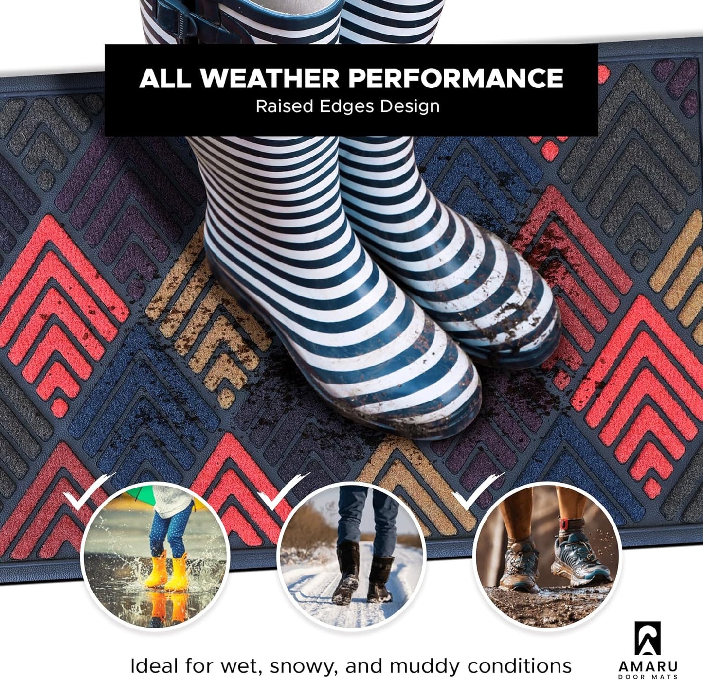 Extra Durable, Superior Absorption, Front Door Mat for Outdoor & Indoor - Welcome Mat for Entryway, Entrance, Patio, Porch - Waterproof, Non-Slip Backing, Coarse Fibers (Scales,17x29)