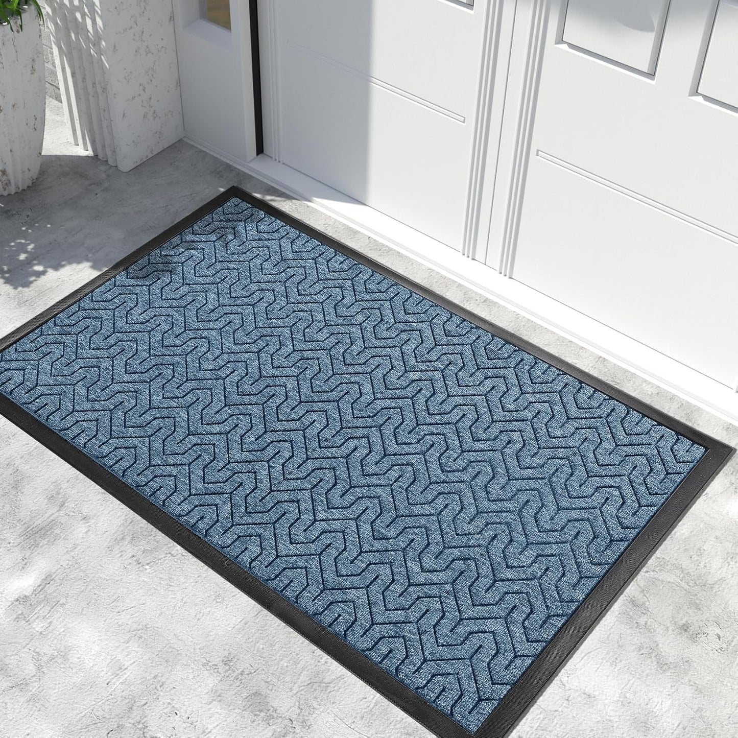 Yimobra Front Door Mat Outside Entrance 29.5x17, Waterproof Heavy Duty Outdoor Mats for Front Door, Non Slip Rubber Entry Mat for Garage Patio Indoor, Grey