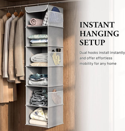 Simple Houseware 6 Shelf Hanging Closet Organizer, Gray