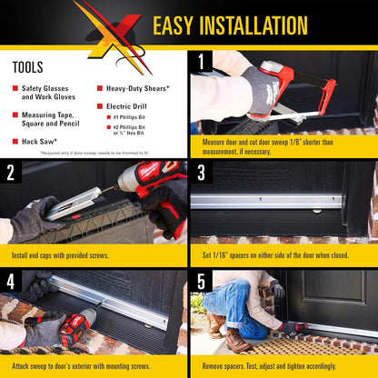 Xcluder 36" Low-Profile Door Sweep, Aluminum 2-Pack – Seals Out Rodents & Pests, Enhanced Weather Sealing, Easy to Install; Door Seal Rodent Guard; Rodent Proof Door Sweep