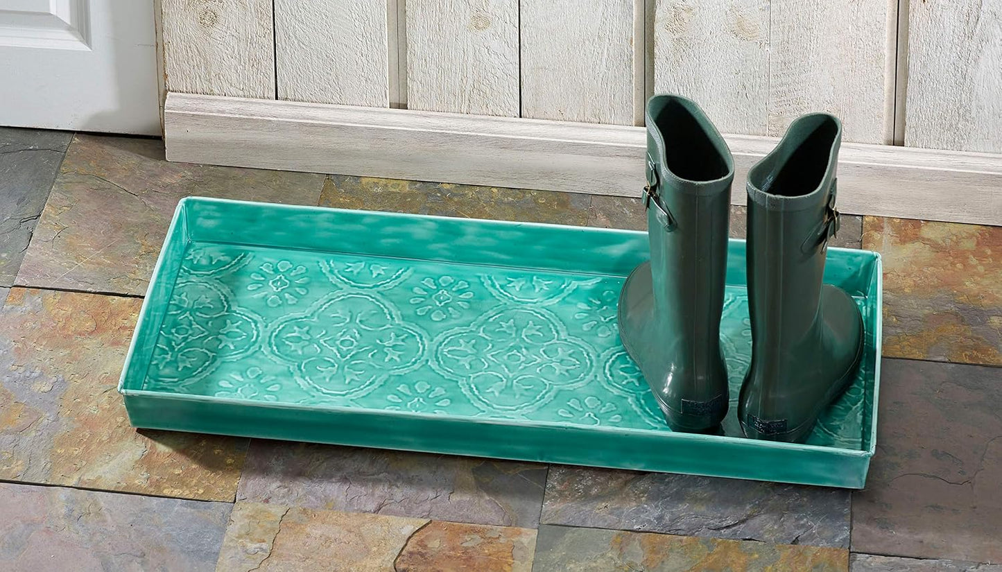 HF by LT Birch Forest Pattern Metal Boot Storage Tray, 30 x 13 inches, Antique Copper Finish