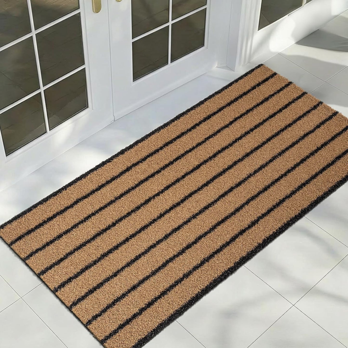 Outdoor Front Door Mat 32" x 48", Dirt Trapping Outside Entrance Rug, Non Slip Shoe Scraper, Heavy Duty Commercial Rug for Patio, Garage, Traffic Area, Office, Roll Packing