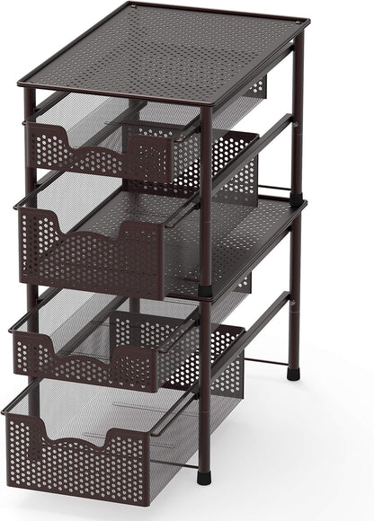 Simple Houseware Stackable 2 Tier Sliding Basket Organizer Drawer, White