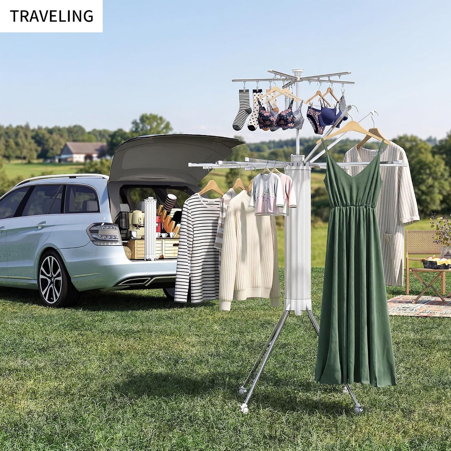 RFOUO Wall Mounted Clothes Drying Rack Tripod,Foldable Drying Rack,Wall Mounted Dryer Rack Clothing,Over The Door Drying Rack for Laundry Bedroom Household Aluminium