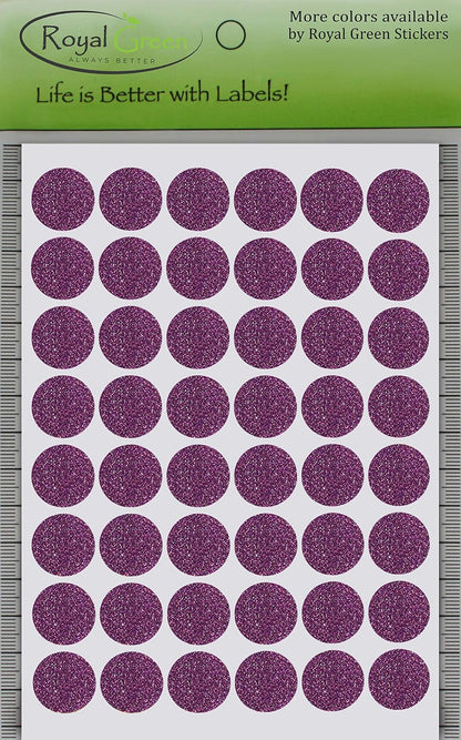 Royal Green Dot Sticker 11/16" Inch (17mm) Colored Labels in Purple - 2400 Pack - Colors A