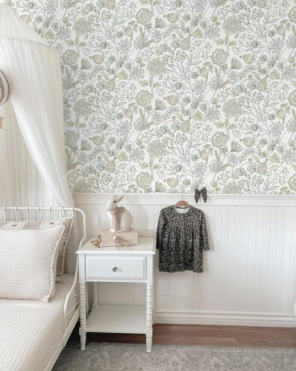 HeloHo Blue Floral Wallpaper Peel and Stick Self Adhesive Removable Wall Paper 16.1" X 118" Renter Friendly Waterproof Wallpaper Contact Paper for Furniture Living Room Bedroom Decor