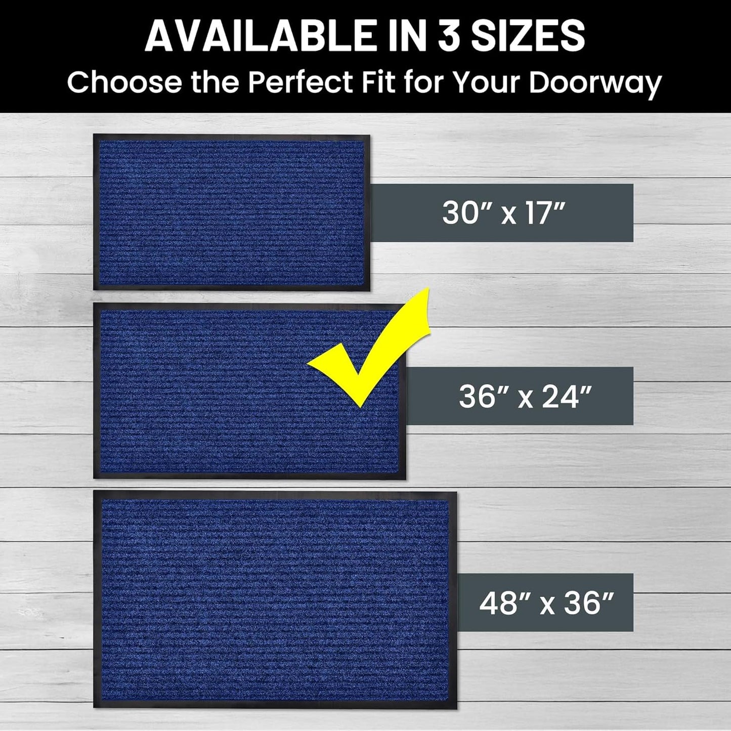 Sierra Concepts Front Door Mat Welcome Floor Mats - Entryway Indoor Outdoor Entrance Doormat, Patio, Porch, Muddy Shoe, Inside Outside Low Profile, 30x17 inches, 2-Pack Gray