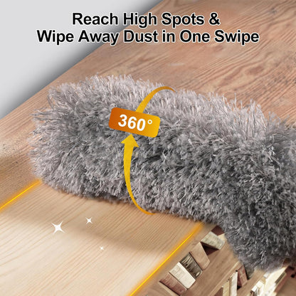 Tiumso Dusters for Cleaning,Microfiber Feather Duster 5-in-1 Kit, Duster with Extension Pole 100 Inches, Cobweb Duster, Microfiber Dusters for High Ceilings and Fans, Blinds and Cars